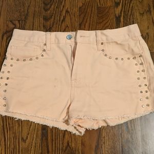 Forever21 Peach Studded Denim Shorts